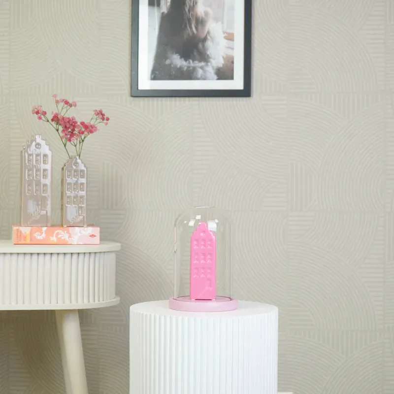 Amiek Stolp middel glas stolp lichtroze 22 cm