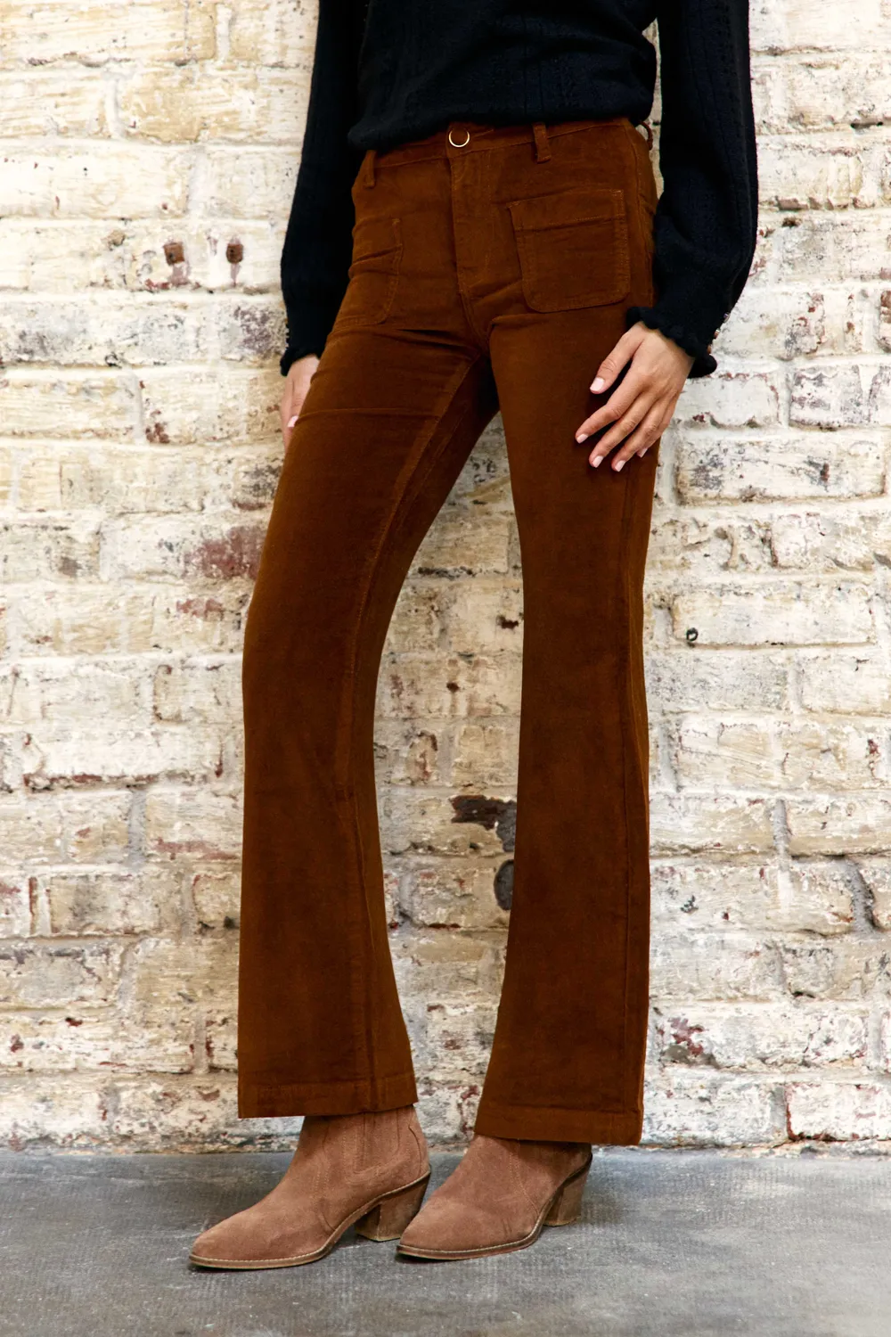 La Petite Etoile Sonny flared broek camel fluweel
