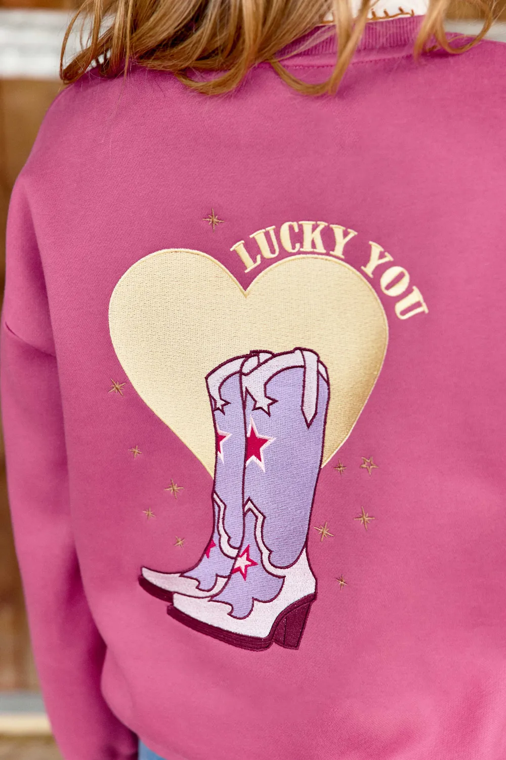 La Petite Etoile Tucky sweater roze geborduurd katoen