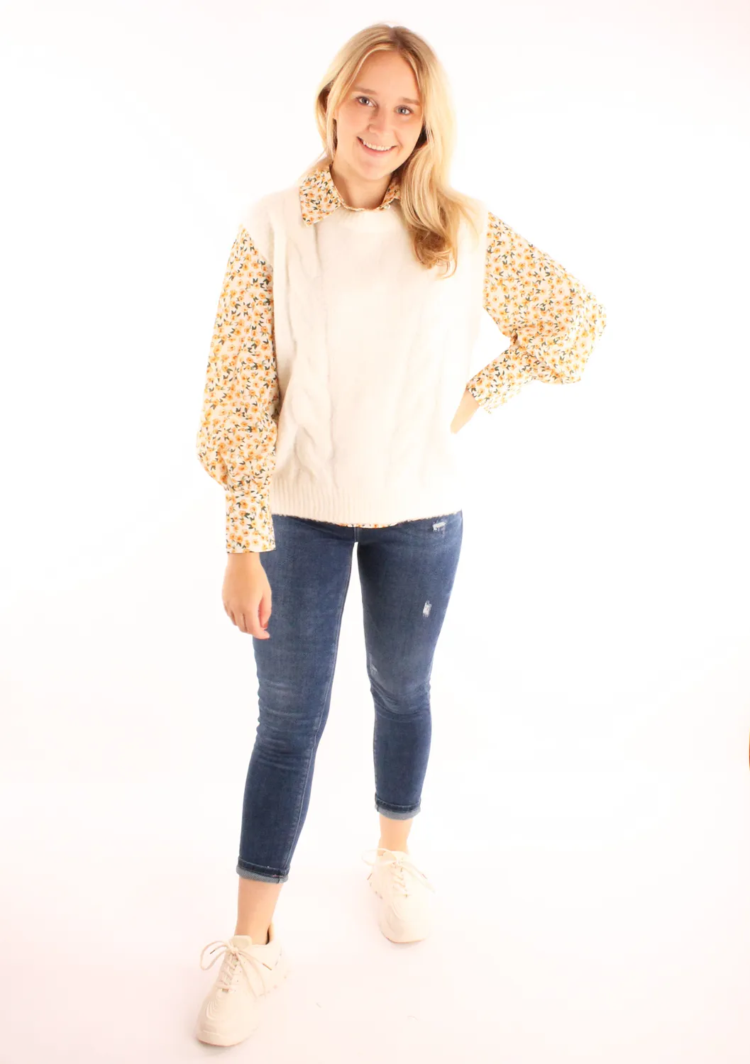 LOVEDRUNKY Spencer trui wit kabel knit