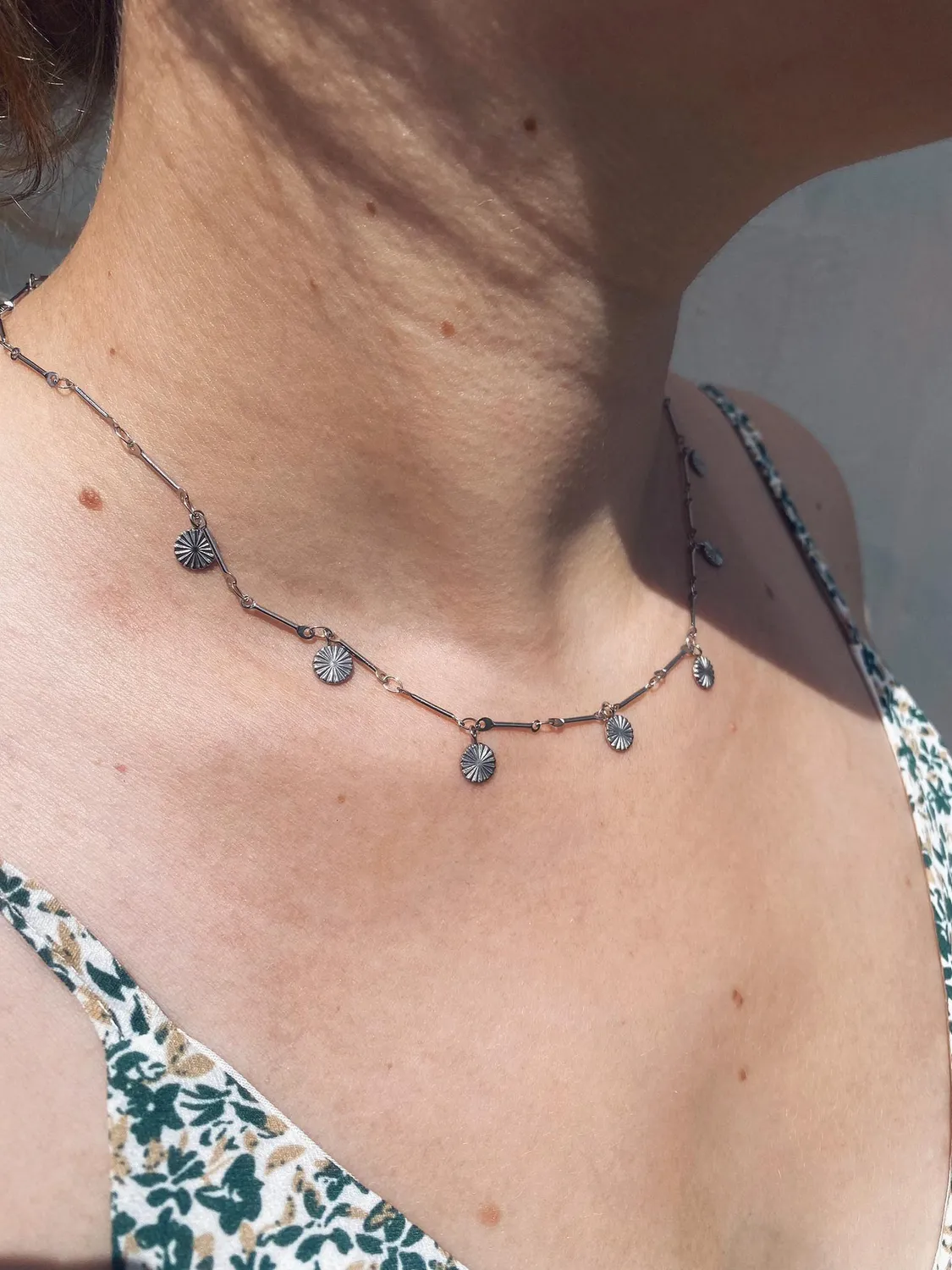 LOVEDRUNKY Flower Coin ketting zilver verstelbaar