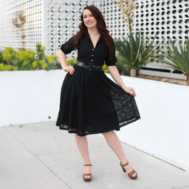 Tatyana Lily Vintage shirtjurk zwart kant