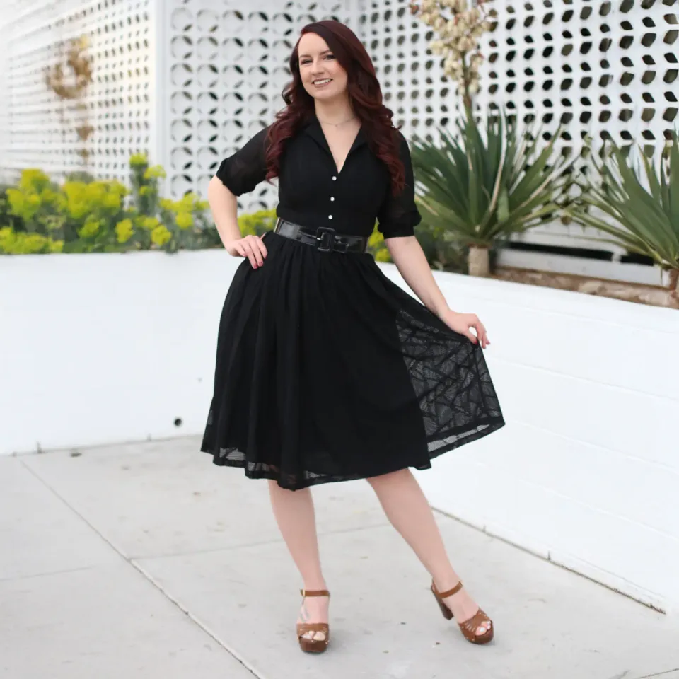 Tatyana Lily Vintage shirtjurk zwart kant