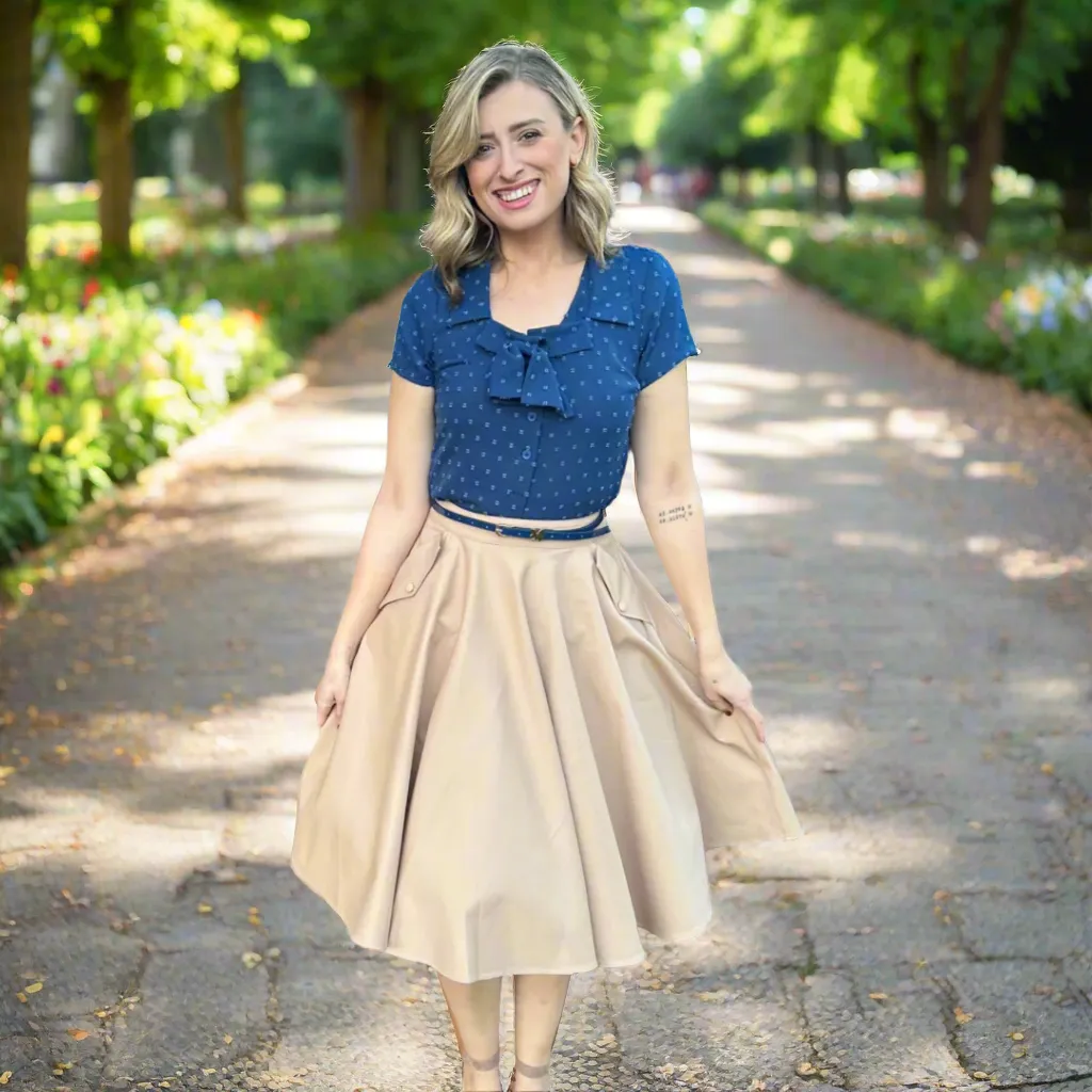 Tatyana Delilah Circle Skirt rok rood katoen zakken