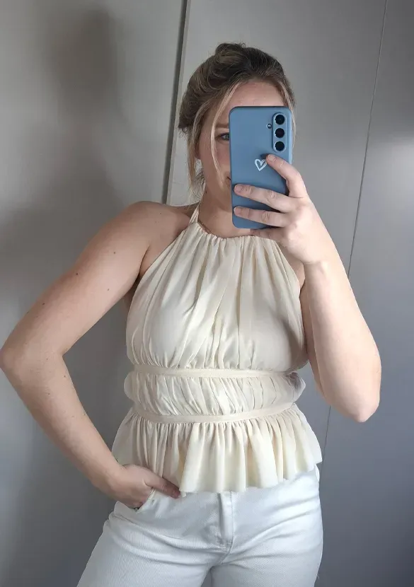 LOVEDRUNKY Ruches Haltertop creme chiffon