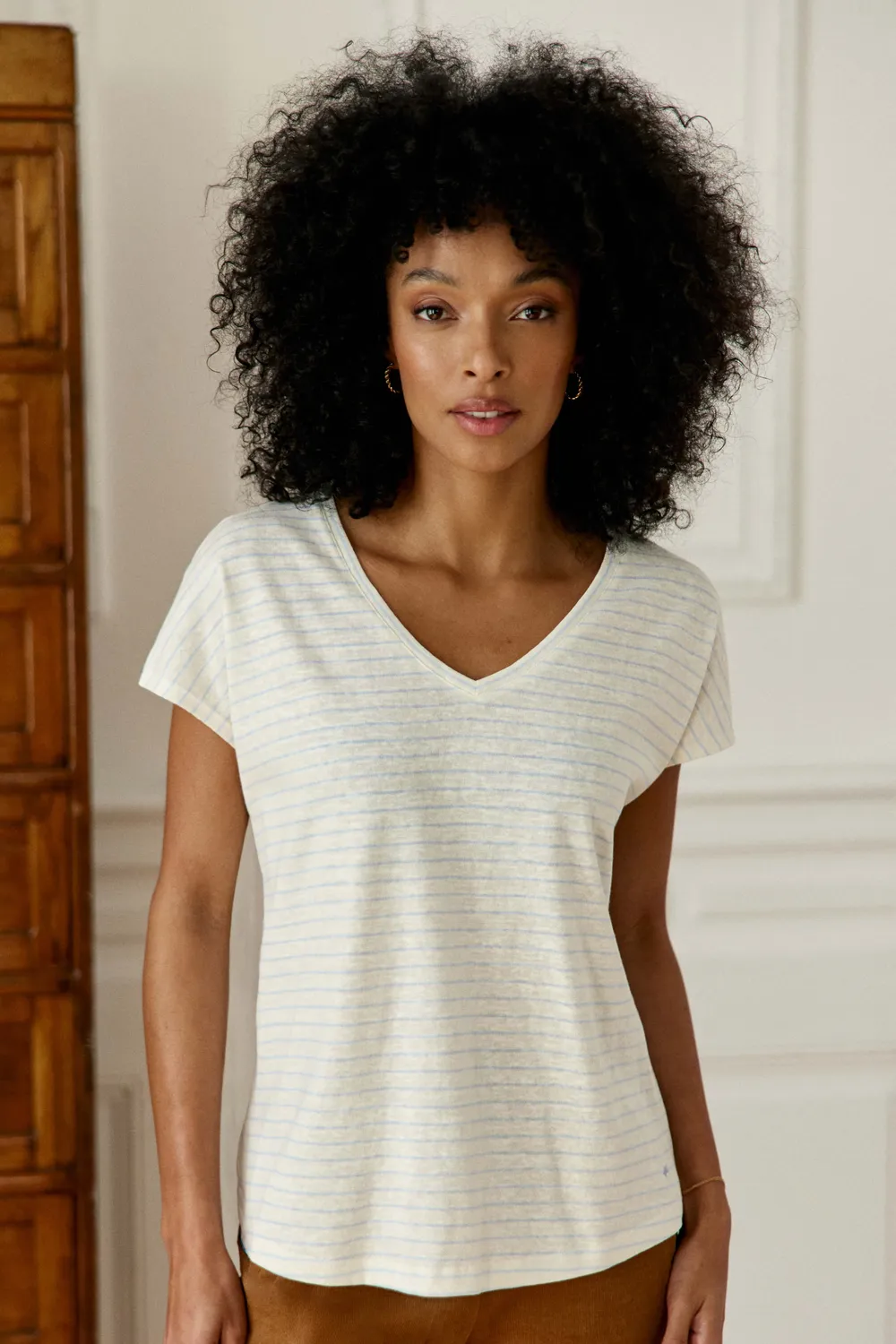 La Petite Etoile Marcelina mariniere shirt ecru ciel