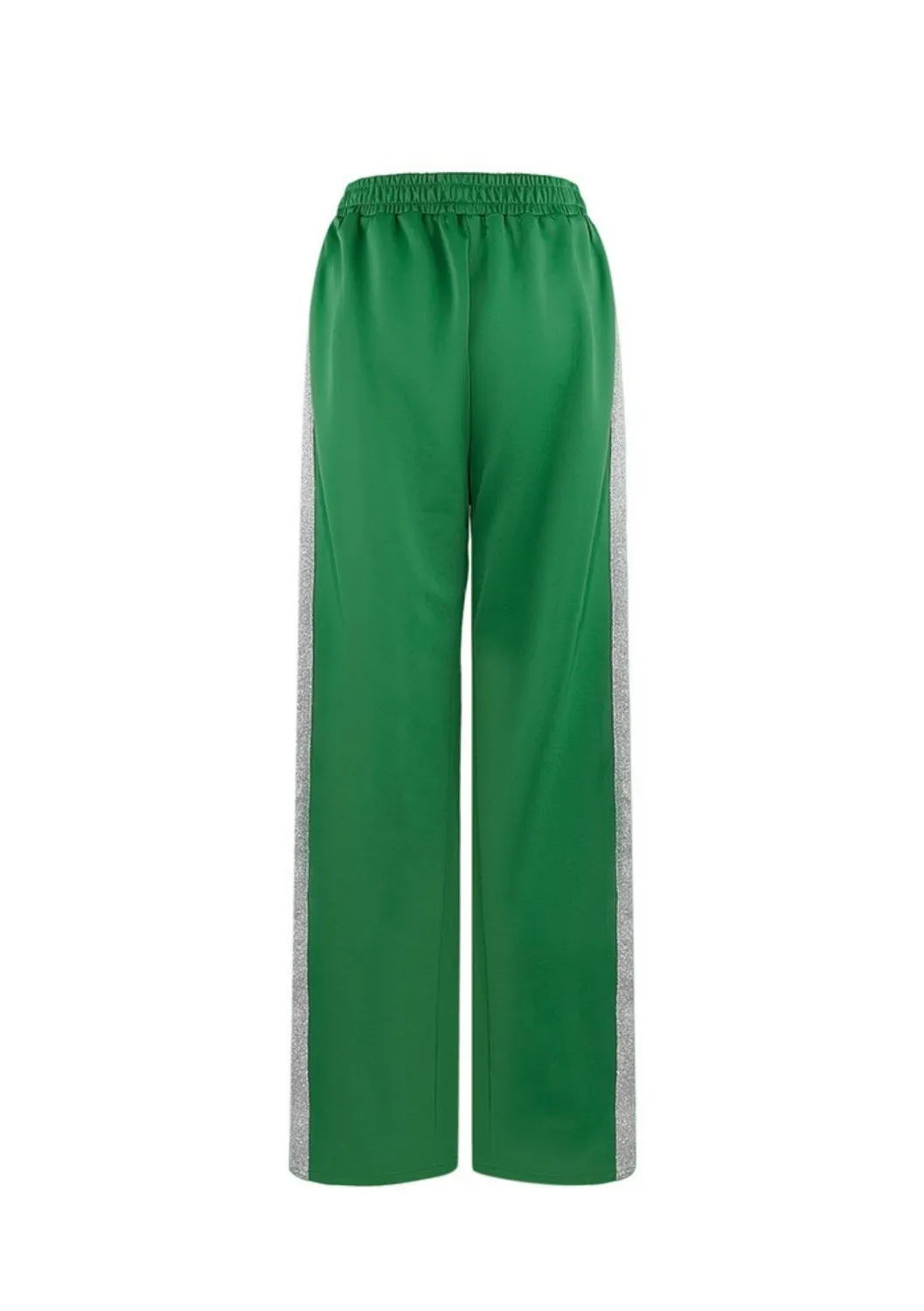 LOVEDRUNKY Jogger Wide Leg broek groen glitterstreep