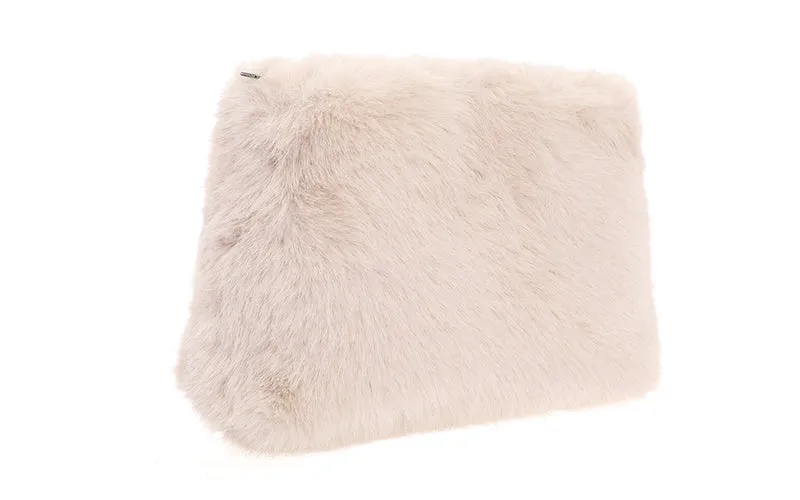Amiek Borno make-up tasje naturel faux fur